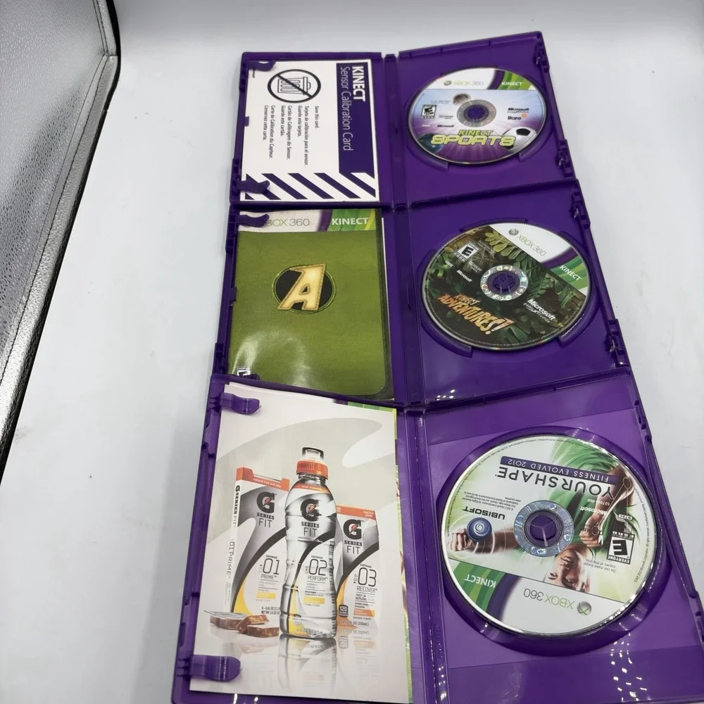 Xbox 360 3 Kinect Games Kinect Adventures Your Shape Fitness Evolve Sports